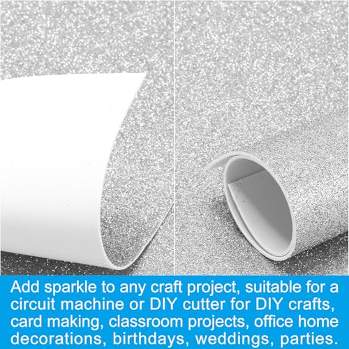 PATIKIL Silver Shiny EVA Glitter Foam Sheet 11.8 x 7.9 Inch 2mm Thick Sparkle EVA Glitter Felt for Crafts DIY Project, 5 Pcs - color: Silver