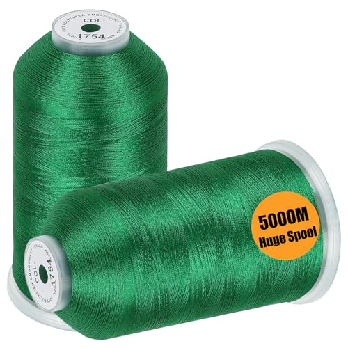 New brothread 2 Huge Spools Embroidery Machine Thread -Christmas Green - color: Christmas Green-1754