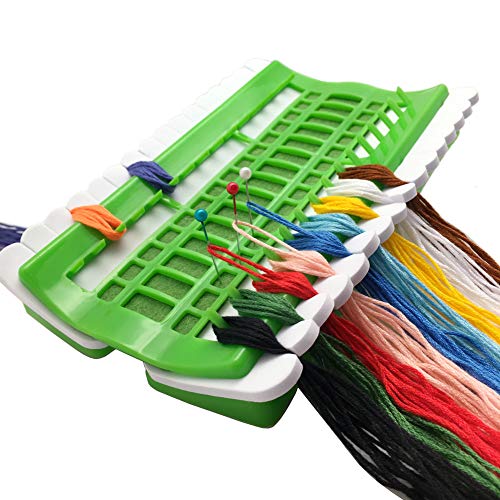 30 Positions Floss Organizer Embroidery Shelf Thread Organizers for Cross Embroidery Thread Holder with 4Pcs Replaceable Paper Card Needle Holder (Green) - color: GREEN