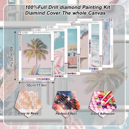 EIBEILI Diamond Art Kits for Adults-6P Pink Beach Diamond Painting Kits - color: DP03804