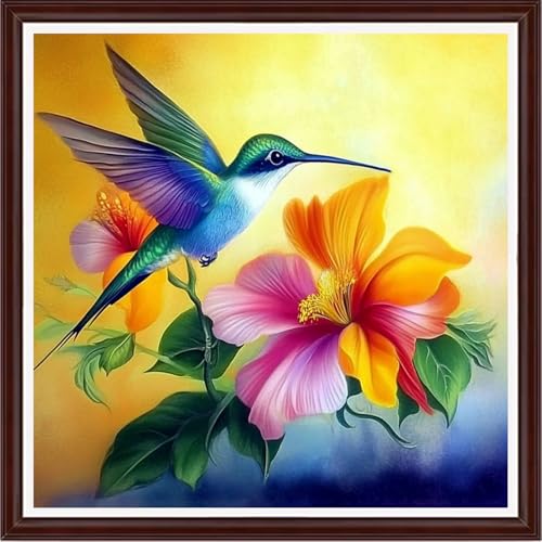 Dimxvean Counted Cross Stitch Kits for Adults,11CT Unprinted Cross-Stitch Pattern Embroidery Kit Cross Stitching Kit Supplies Needleworks Set-Hummingbirds Collect Honey 18x18 inch - color: Graphics18