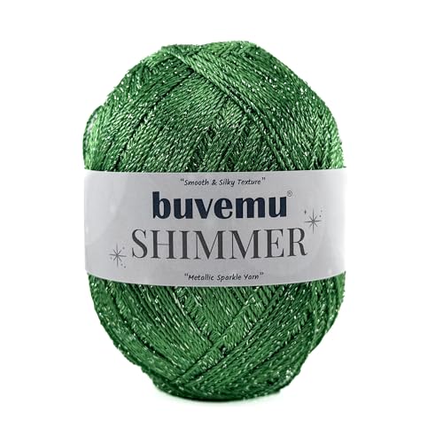 Shimmer Metallic Thread for Crochet, Lace, Forest Green, Silver Glitter - color: Forest Green, Silver Glitter, size: 1 Pack