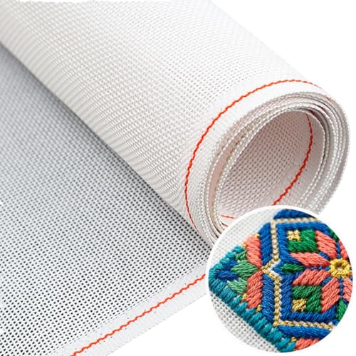 13 Mesh Needlepoint Canvas, 20" x 18" Premium White Cotton Blank Embroidery Fabric, Rolled in Cardboard Mailing Box with Artist Tape - color: White 13 Mesh (20'' x 18'')