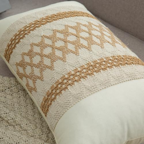 Lumbar Throw Pillow Covers 1PC (Beige & Brown Grid, 12x20 Inch) - color: Khaki Grid, size: 20" x 12" (Pack of 1)