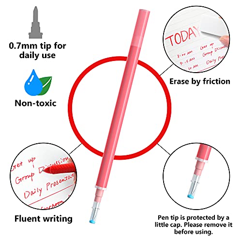 Vanstek 12 Red Erasable Gel Pen Refills, Gel Ink Refills Compatible with Erasable Pens, Fine Point 0.7 mm, Perfect for Writing Planner & Crossword Puzzles - color: 12 Pack Red Refills
