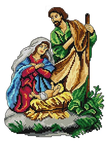 Crafting Spark Counted Cross-Stitch Kit on Plastic Canvas with Birth of Christ. Gorgeous Ornament 7.09x9.45 Inches. 14 Count Plastic Canvas Sheet 8.27x11.02 Inches. Great for Art & Craft Amateurs - color: Birth of Christ