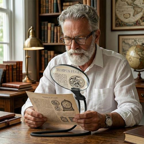 Hands-Free Magnifying Glass, 5X & 10X Dual Magnification, Neck Hanging & Desktop Stand Magnifier for Reading, Crafts, Inspection,Black - color: Black