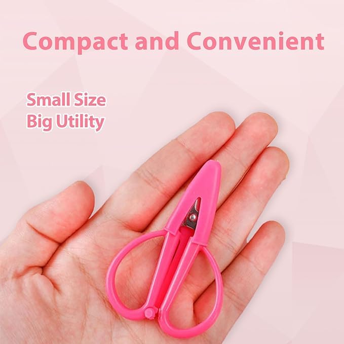 Mini Scissors Set Travel Sized Tiny Small Scissors with Cover Portable Snips for Sewing Crafts and Yarn Pink - color: Pink, size: 1 Pack