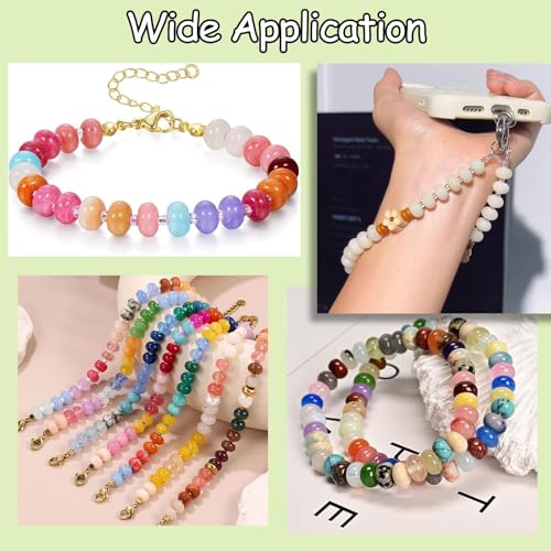 5x8mm 100Pcs Natural Amazonite Rondelle Beads for Jewelry Making Loose Spacer Abacus Disk Beads Gemstone for Bracelets Necklace DIY Crafts - color: Amazonite