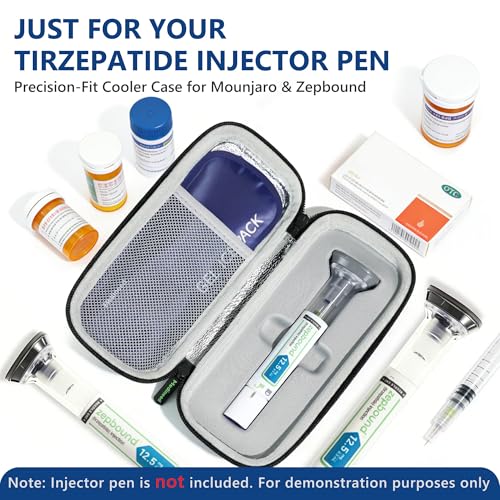 Medineed Custom-Fit Travel Case for 2 Zepbound Pen, TSA Approved - color: Black-Small