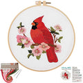Louise Maelys Cardinal Embroidery Kits for Beginners with Flower Pattern - color: kit-23