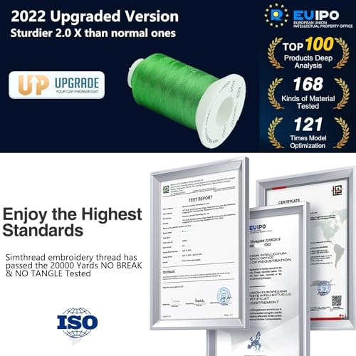 Simthread 42 Options Various Assorted Color Packs of Polyester Embroidery Machine Thread Huge Spool 5000M for All Embroidery Machines (2 Black 2 White)