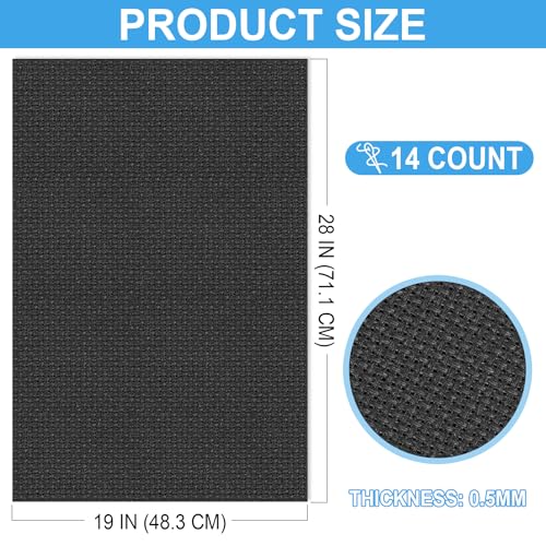 Cross Stitch Fabric 14 Count Aida Cloth 28 x 19 Inch Large Size Classic Reserve Cross Stitch Supplies Embroidery Fabric for Home DIY Craft Decoration Handmade, Black - color: Black, size: 14 CT 28 x 19In
