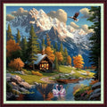 Dooxvey Cross Stitch Kits for Adults Beginners,Full Range of Cross-Stitch Stamped Kits Needlepoint Kits for Beginners Embroidery Kits 11CT Cross Stitch Patterns-Snow Mountain Scenery 18x18 inch - color: Magicolor30
