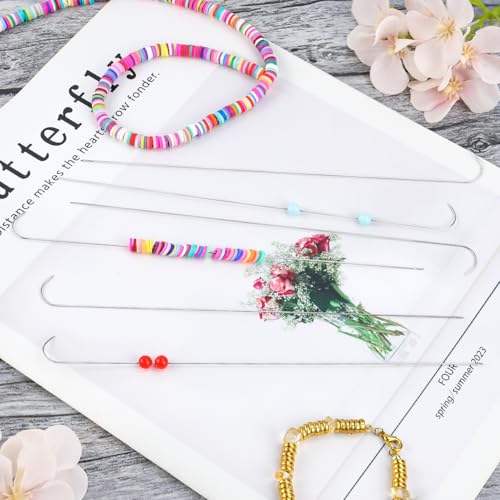 6 PCS Beading Needles 7.4 inch Bead Spinner Needles, 0.7mm Diameter Beaded Needles for Beads Rotating Jewelry Making, DIY Waist Beads, Bracelets, Necklaces