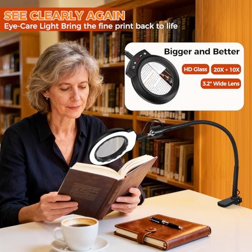 Magnifying Glass with Light Desktop Bigger 10D Magnifier Portable Lamp