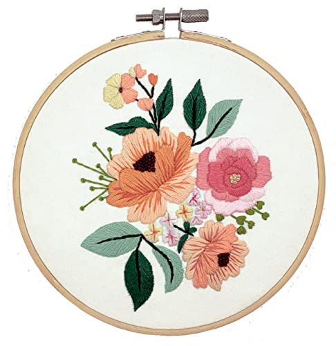 DUTCH STITCH BROTHERS Wildflower Embroidery Starter Kit with Pattern and Instructions. Stamped Embroidery Kits with Embroidery Clothes with Pattern. 6" Embroidery Hoop - color: DSB031 Stamped fabric