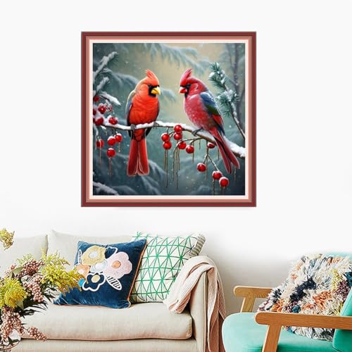 Foxdiviy Stamped Cross Stitch Kits Full Range of Embroidery Needlework Starter Kits for Beginners Adults 11CT Embroidery Patterns Art Crafts DIY Needlepoint Kits-Colorful Parrot 18x18 inch - color: Stamped Set 26