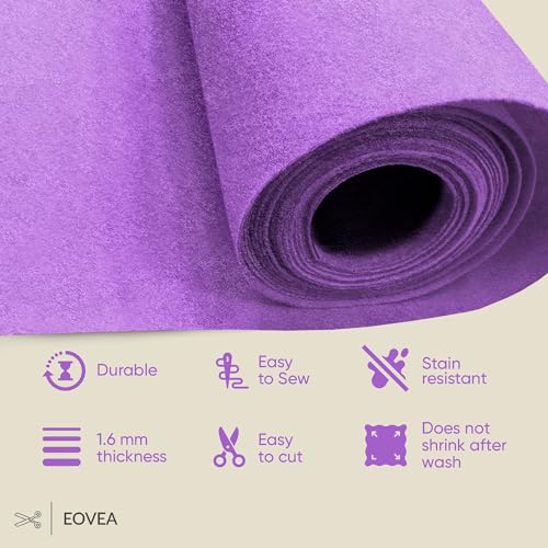 EOVEA | Acrylic Felt Fabric by The Yard | 72" Wide | 1.6mm Thick | Soft & Durable Non-Fraying Felt | for DIY Crafts, Sewing, Upholstery, Costumes & Padding(Lavender, 1 Yards) - color: Lavender, size: 1 Yard