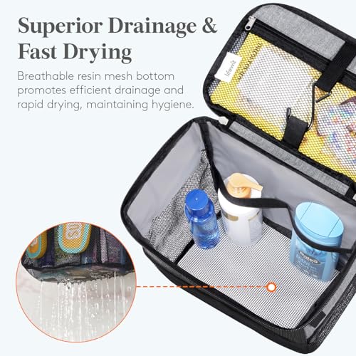 Lifewit Mesh Shower Caddy, Hanging Bathroom Organizer with Slipper pockets - color: Grey