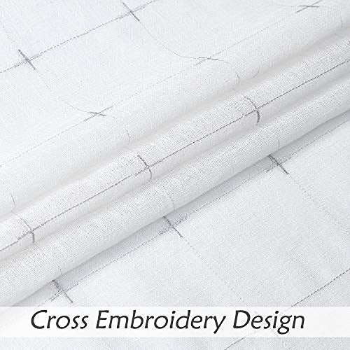 White Waterfall Valance Curtain with Gray GEO Embroidery, 56"x38", 1 Piece - color: White (Embroidered), size: 56"W x 38"L (Pack of 1)