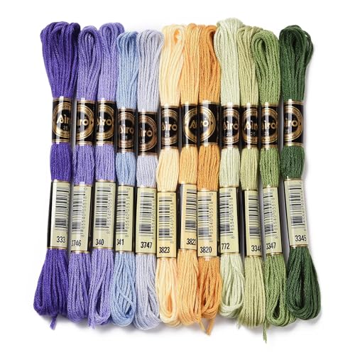 12 Skeins 12 Colors 6-Ply Polyester Embroidery Floss Cross Stitch Threads for Jewelry Making Bracelet Stitching Craft Supply 0.5mm,Winter Color Series - color: 12 Skeins,winter Color
