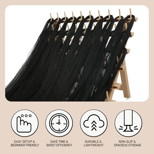 Laflare Braid Rack 60 Spools, PP Braiding Hair Stand, Thread Rack, Sewing Organizer, Quilting, Embroidery - Versatile Extension Holder - color: 1. Wood Color