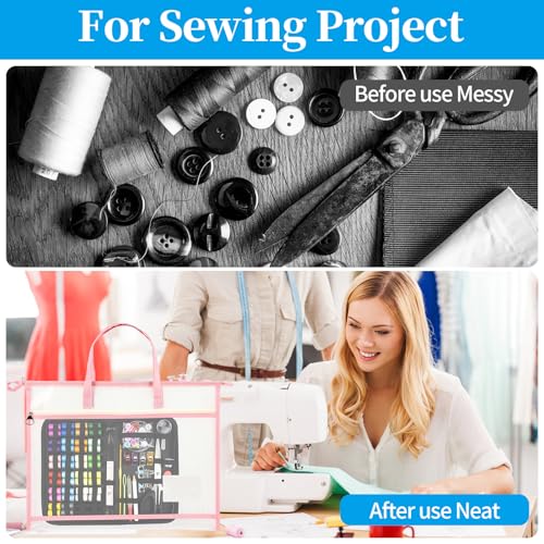 8 Pcs A3 Project Bags for Quilting Craft Storage Bag with Handles Sewing Project Bag for Art Bag Tote Bag File Carrying Storage for Artwork Charts and Teaching Material Multipurpose