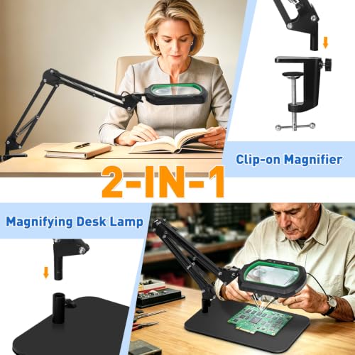 2-in-1 Square Magnifying Glass with Light and Stand, 12X 30X Green - size: 30X 12X