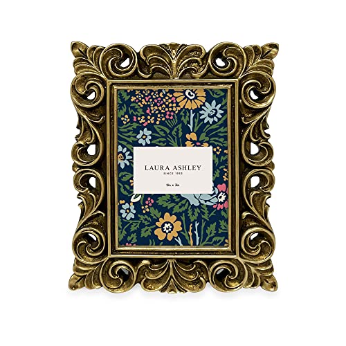 Laura Ashley 2x3 Gold Vintage Inspired Resin Scroll Design Picture Frame - color: Gold, size: 2x3