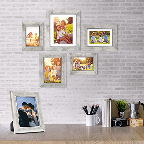 XUANLUO 5x7 Picture Frames Set of 4,Rustic Retro Photo Frame(White) - color: White-4pcs, size: 5 x 7 inch