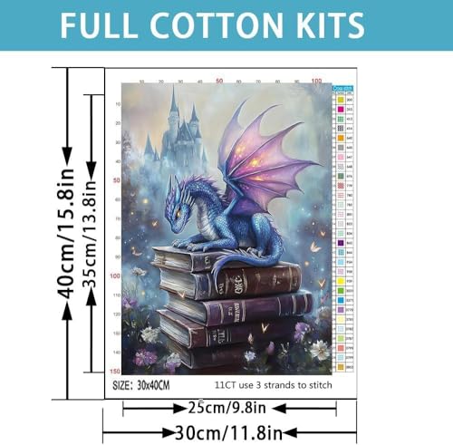 TCDZMYGS Stamped Cross Stitch Kits for Beginners,Dragon 12x16in - color: cross stitch-0828-3