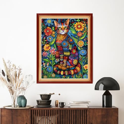 Artvxeay Stamped Cross Stitch Kits - Embroidery Kits for Beginners Cross Stitch Kits for Adults 11 CT Printed Patterns Needlepoint Kits - Colorful Cat Flowers 16x20 inch - color: Colorful Cat Flowers 16x20 inch