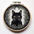 Generic Black Cat DIY Stamped Cross Stitch Kit for Beginners Easy with Hoop 11CT Needlepoint Embroidery Counted Cross Stitch Art Craft Wall Decoration 32x32cm (Unisex Adult)