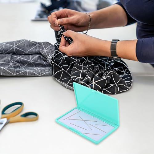 Magnetic Needle Case, Portable Travel Embroidery Needle Tin Holder Organizer Rectangle Strong Magnet Sewing Pin Storage Box for Sewing Enthusiasts Quilting Tailoring & Craft Supplies (Cyan) - color: Cyan