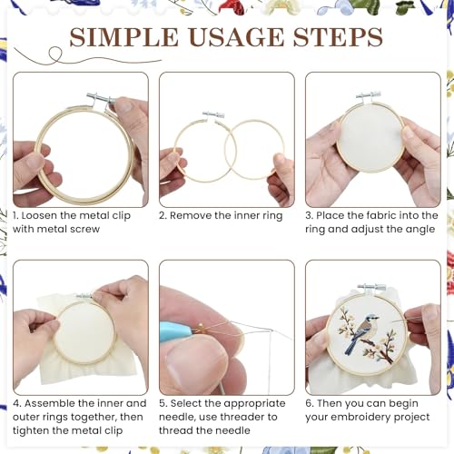MARRTEUM 4Pcs 3 Inch Embroidery Hoop Set for All Stitching Techniques