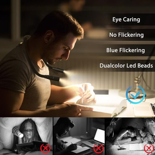 Rechargeable Hands-Free Neck Light with 3 Adjustable Color Modes, Black - color: Black