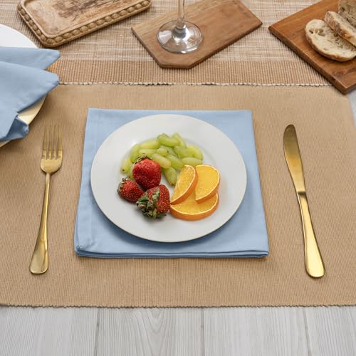 Blue Needles Solid Cloth Napkins 100% Cotton Set of 6-18 x 18 Inches - color: Ice Blue, size: 18" x 18" (Set of 6)