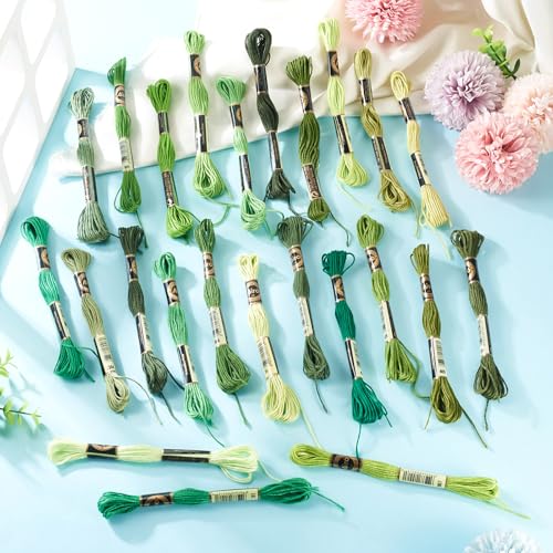 FASHEWELRY 210 Yards Embroidery Thread Bulk Green Handmade 6-Ply Polyester Embroidery Floss 1mm Crewel Cross Stitch Threads for Jewelry Making Sewing Holiday Decorations Crafts DIY Projects - color: Green, size: 1mm