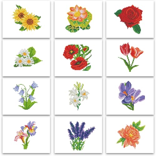 PeakLuv Small Diamond Art Kits Flowers Mini Diamond Painting Kit for Adults - color: Flowers