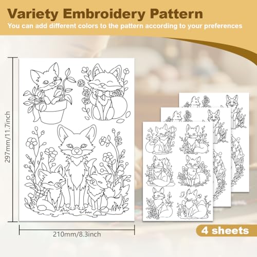 15Pcs Cartoon Fox in Flower Water Soluble Sewing Stabilizers - style: Fox