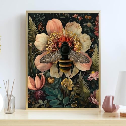 Lzyueyuan Bees and Flowers Stamped Cross Stitch Kits for Beginners,Needlepoint Counted Cross Stitch Kits for Adults,Easy Prestamped Pattern Needlepoint Kit Crafts for Home Decor Gifts11.8X15.7in - color: Cross Stitch-0125-3