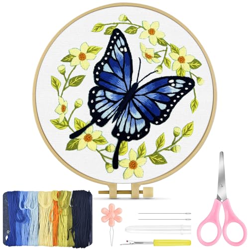 TINDTOP Embroidery Kit for Beginners Adult, Butterfly Embroidery Kit - color: Butterfly