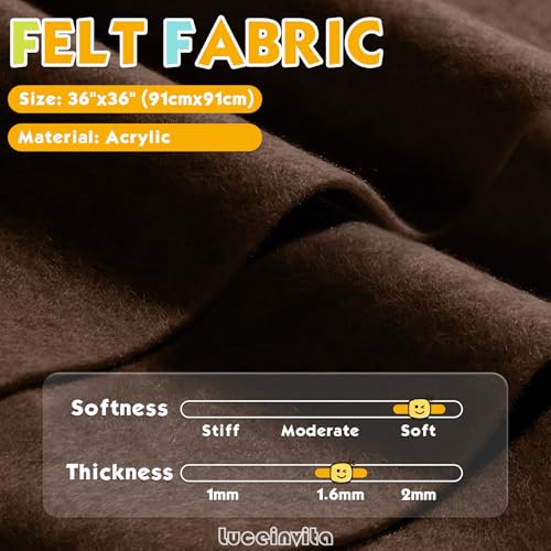 Chocolate Brown 36" X 36" Felt Fabric Sheet - 1.6mm Thickness - color: Chocolate Brown, size: 36" x 36"