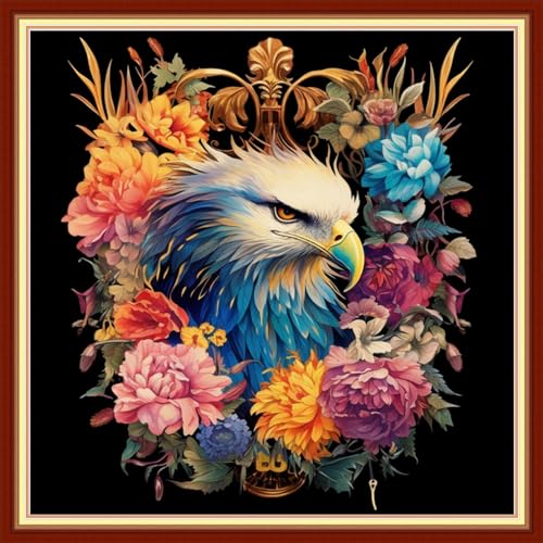 Findvoor Stamped Cross Stitch Kits for Beginners Full Range of Cross Stitching Embroidery Pattern for Adults, 11CT DIY Needlepoint Embroidery Starter Kits-Eagle Wreath 17.7x17.7 inch - color: StampedKits 11