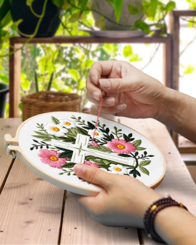 TINDTOP Embroidery Kit for Adult, Embroidery DIY Starter Kit - color: Cross