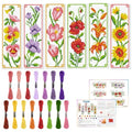 ORIGACH 6 Set Flowers Cross Stitch Bookmark Kit for Beginner - style: Flowers