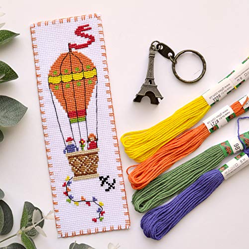 Air Balloon Counted Cross Stitch Bookmark Kit - DIY Embroidery Set - color: Air Balloon