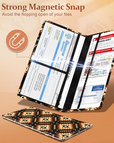 Slohif Car Registration and Insurance Holder with 2 Car Coasters, Elegant - color: Brown Boho