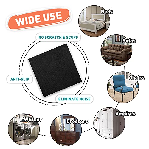 12"x12"x1/8" Thick Adhesive Black Felt Sheets Sticky Felt Fabric Pads 8pcs
